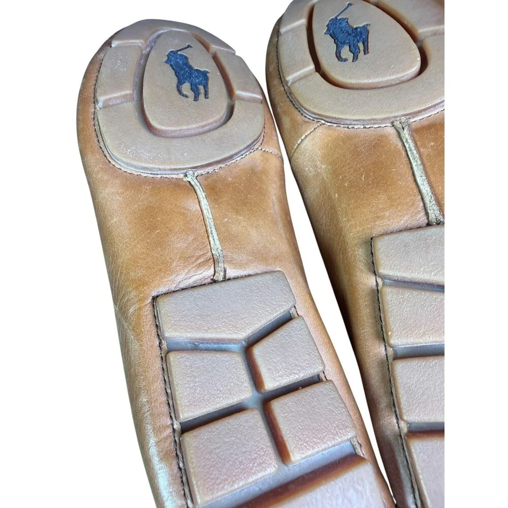 Polo Ralph Lauren Terence Leather Driving Loafers Brown Men's Size 9.5D